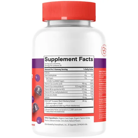 Viên Nhai Vitamin Tổng Hợp Tăng Đề Kháng SmartyPants Kids’ Triple Action Immunity Vitamin Chewables Elderberry – Hộp 60 Viên