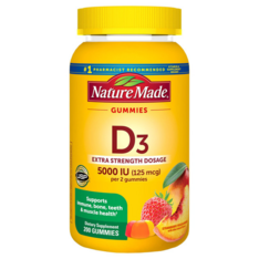 Kẹo Dẻo Bổ Sung Vitamin D3 Nature Made Extra Strength 5000 IU (125 mcg) – Hộp 200 Viên
