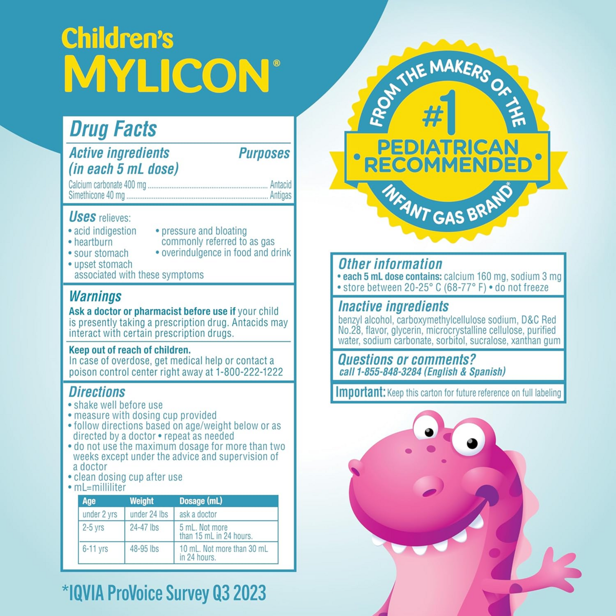 Nước Uống Hỗ Trợ Tiêu Hóa Dành Cho Trẻ Em Mylicon Children’s Tummy Relief Gas Drops Bubble Gum Flavor – Chai 8 Oz