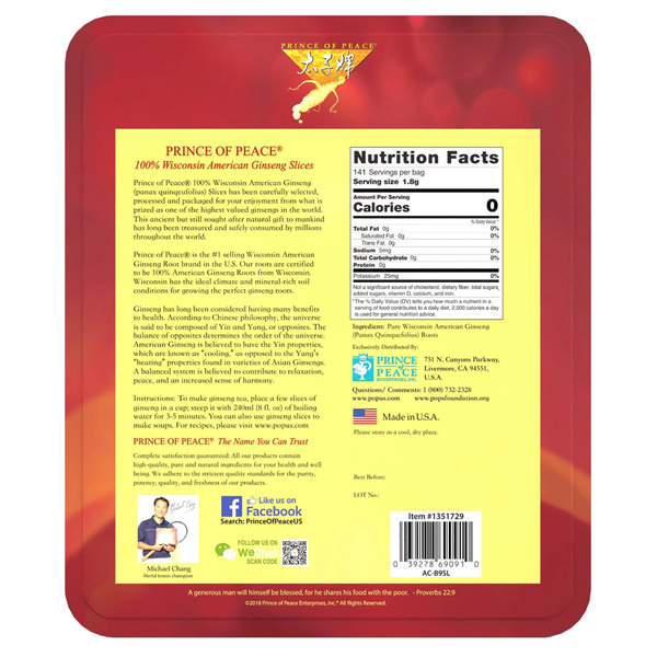 Nhân Sâm Lát Prince of Peace Ginseng Slices – Túi 9 oz 
