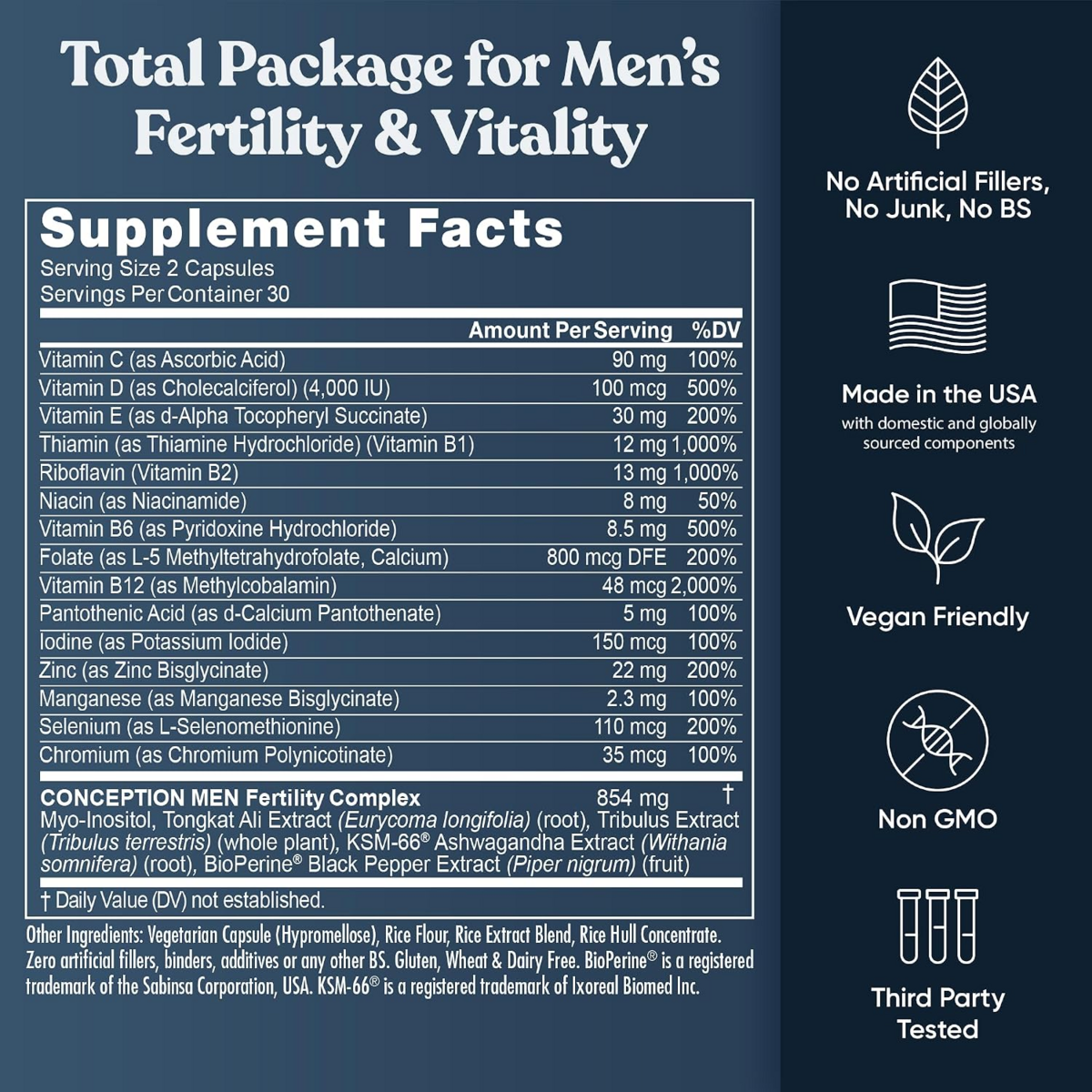 Viên Uống Hỗ Trợ Sức Khỏe Sinh Sản Nam Giới Eu Natural Conception for Him – Hộp 60 viên 