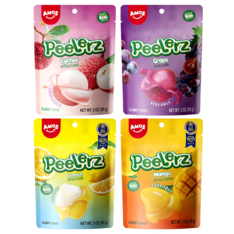 Kẹo Dẻo Trái Cây Amos Peelerz Candy Variety Packs Vị Xoài, Nho, Vải và Chanh – Set 4 gói x 85g