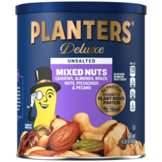 Hộp Hạt Tổng Hợp Không Muối Planters Snack Nuts Deluxe Mixed Nuts Unsalted – Hộp 15.25 Oz