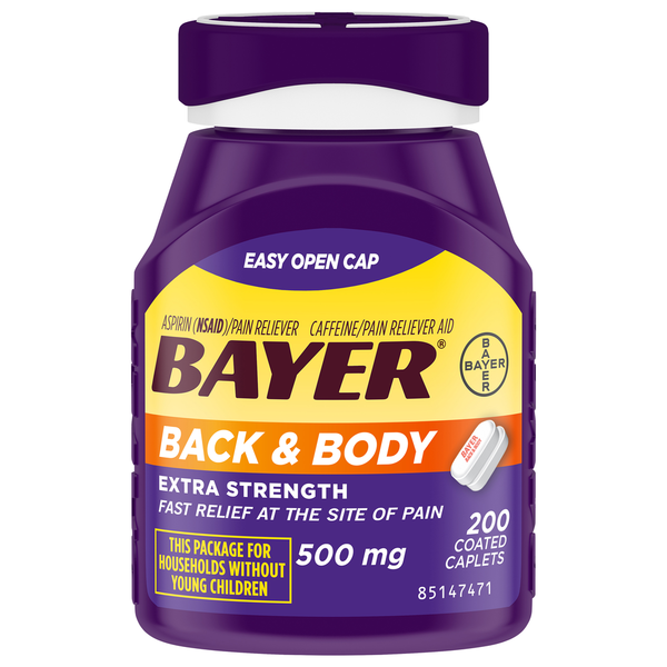 Viên Uống Giảm Đau Bayer Aspirin Back & Body 500mg Extra Strength – Hộp 200 Viên