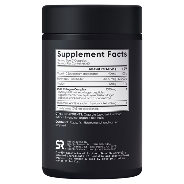 Viên Uống Sports Research Multi Collagen Complex – Hộp 180 Viên