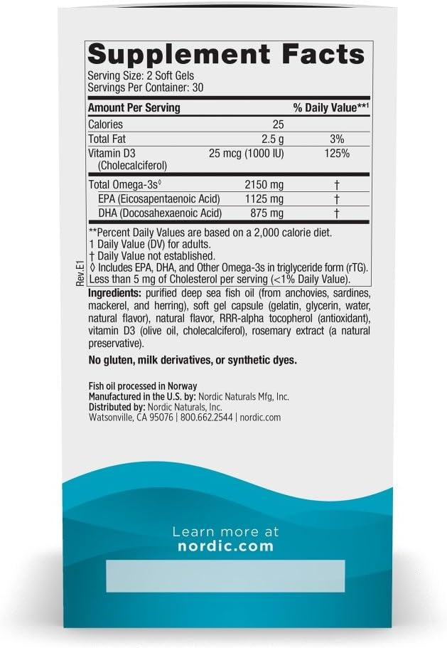 Viên Uống Omega Nordic Naturals Ultimate Omega 2X with D3 2150 mg – Hộp 60 Viên