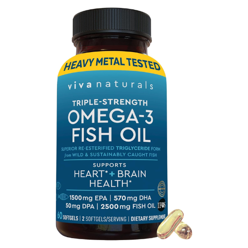 Viên Uống Dầu Cá Viva Naturals Triple-Strength Omega-3 Fish Oil 2500mg – Hộp 60 Viên