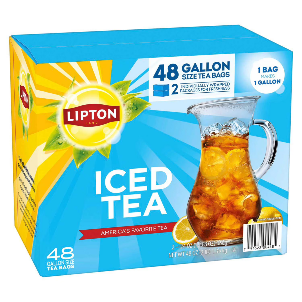 Trà Đen Túi Lọc Cỡ Lớn Lipton Iced Tea Gallon Size Tea Bags – Hộp 48 Túi