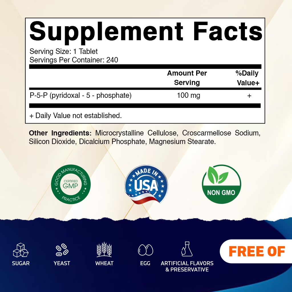 Viên Uống Vitamin B6 Hoạt Tính Vitamatic P5P Pyridoxal-5-Phosphate 100mg – Hộp 240 Viên