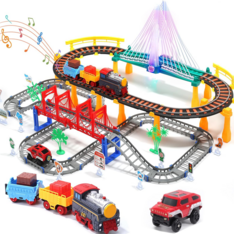 Bộ Đồ Chơi Tàu Hỏa Điện HOLYFUN Railway Train Track Playset – Bộ 113 Chi Tiết