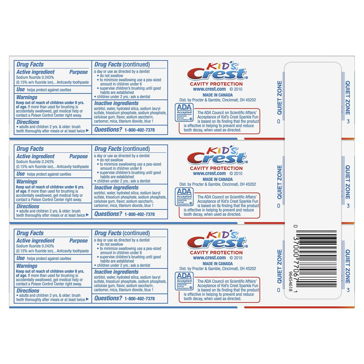 Kem Đánh Răng Ngừa Sâu Răng Cho Trẻ Em Crest Kid's Cavity Protection Toothpaste Sparkle Fun –  (Bộ 3 Tuýp x 130 g)