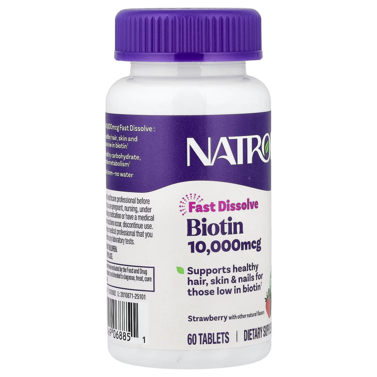 Viên Ngậm Bổ Sung Biotin Natrol Biotin Fast Dissolve 10,000 mcg Vị Dâu – Hộp 60 Viên