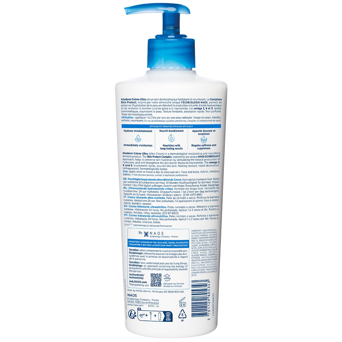Kem Dưỡng Ẩm Toàn Thân Bioderma Atoderm Crème Ultra – Chai 16.9 Oz