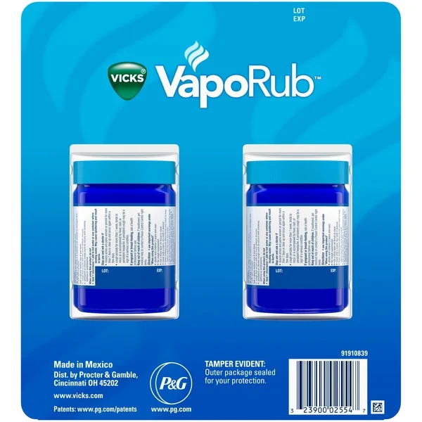 Dầu Xoa Hỗ Trợ Giảm Nghẹt Mũi, Ho Và Đau Nhức Vicks VapoRub –  2 Hộp X 100g