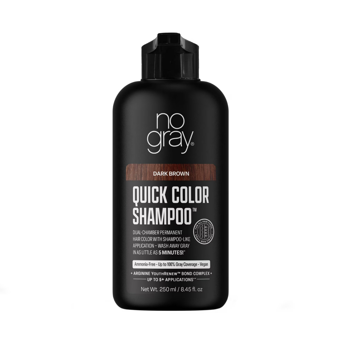 Dầu Gội Phủ Đen Nâu Đen No Gray Quick Color Shampoo Dark Brown  – Chai 8.45 Oz 