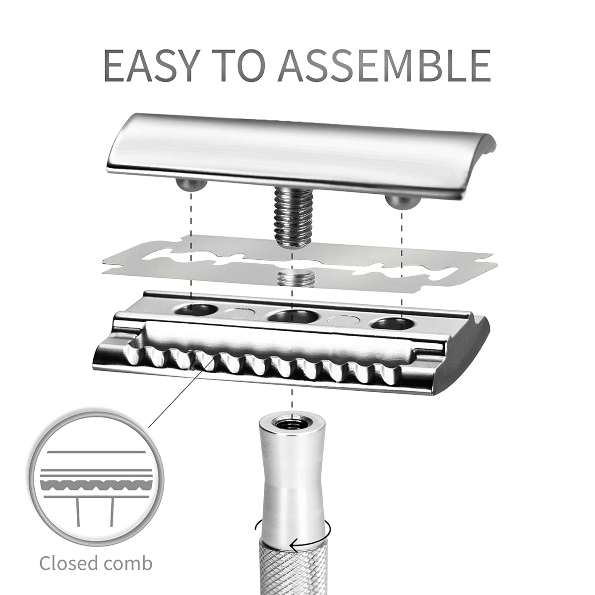 Dao Cạo Râu An Toàn Bambaw Double Edge Safety Razor Kèm Đế Đỡ – Bộ 1 Dao + 5 Lưỡi Dao Cạo