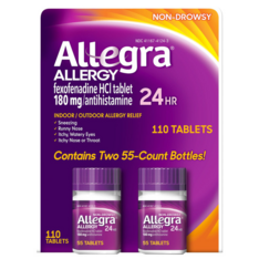 Viên Uống Giảm Dị Ứng Không Gây Buồn Ngủ Allegra Non-Drowsy Indoor & Outdoor Allergy Relief 180 mg – Set 2 Hộp x 55 viên