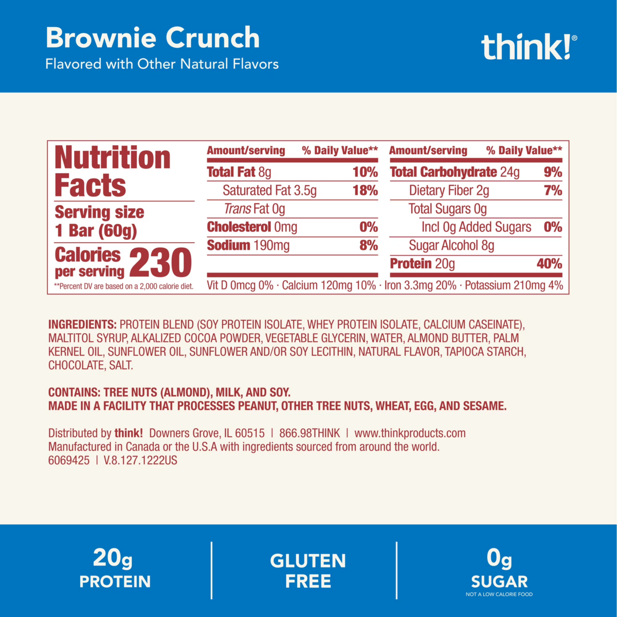 Thanh Protein Think! High Protein Brownie Crunch Bars – Hộp 5 Thanh