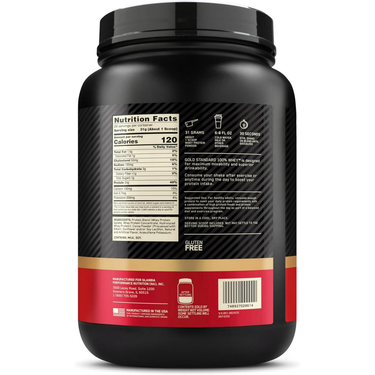 Bột Whey Protein Optimum Nutrition Gold Standard 100% Whey Double Rich Chocolate Hương Socola – Hộp 5 Lb