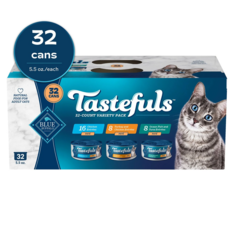 Thức Ăn Cho Mèo Blue Buffalo Tastefuls Variety Pack, Pate Wet Cat Food - Thùng 32 Lon