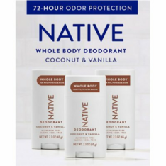Lăn Khử Mùi Native Whole Body Deodorant Stick Hương Dừa & Vani - Hộp 3 Thanh