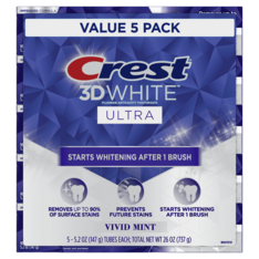 Kem Đánh Răng Làm Trắng Crest 3D White Vivid Mint Ultra Whitening Toothpaste - 5 Tuýp X 147g