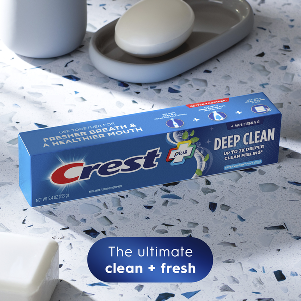 Kem Đánh Trăng Crest Deep Clean Complete Whitening Toothpaste Effervescent Mint – Set 2 Tuýp x 10.8 Oz
