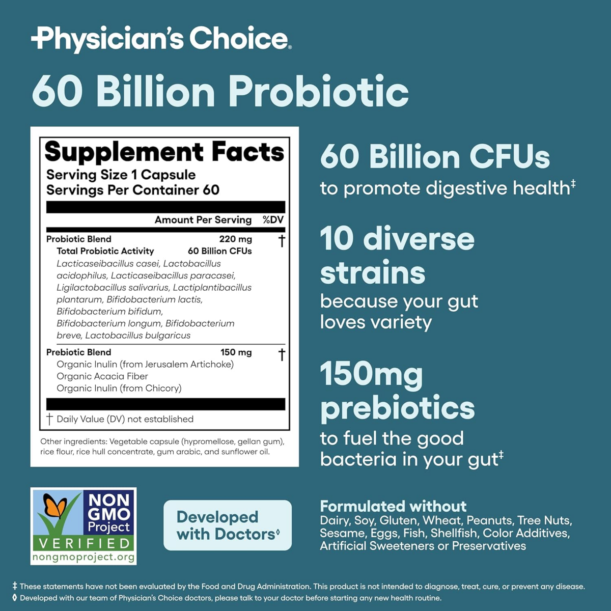Viên Uống Men Vi Sinh Physician’s Choice Probiotics 60 Billion CFU – Hộp 60 Viên
