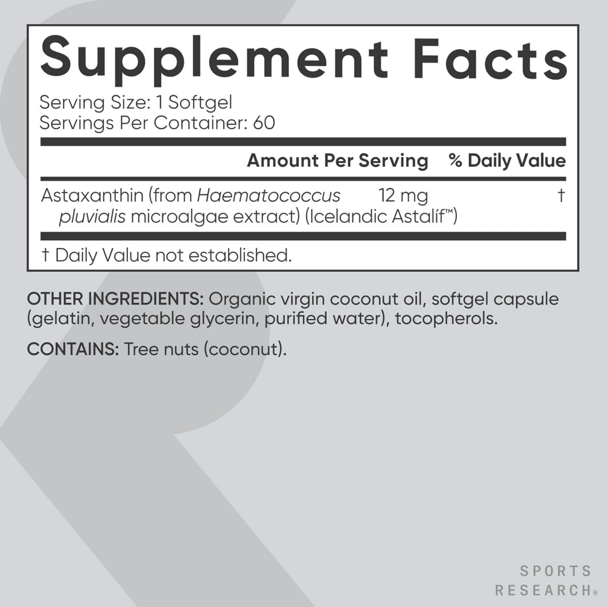 Viên Uống Sports Research Astaxanthin Triple Strength 12 mg – Hộp 60 Viên