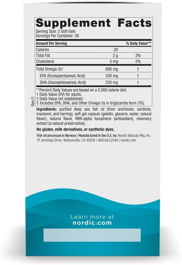 Viên Uống Dầu Cá Nordic Naturals Omega-3 690mg Vị Chanh – Hộp 60 Viên