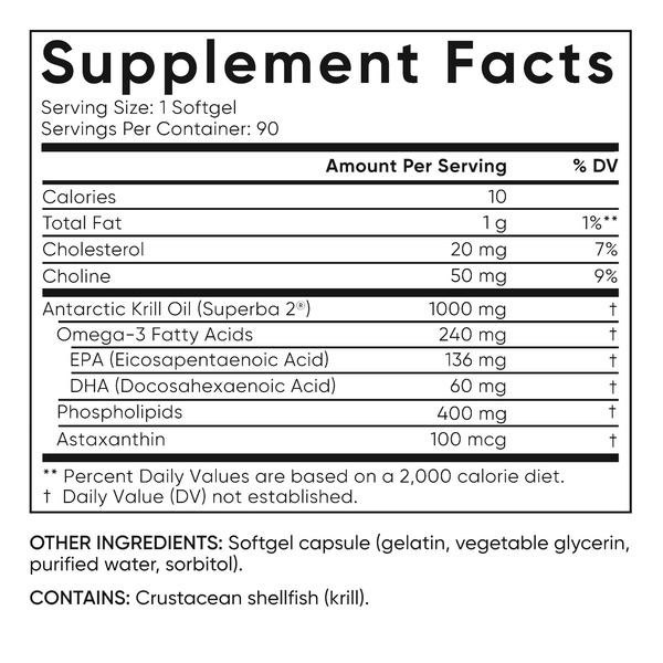 Viên Uống Dầu Nhuyễn Thể Sports Research Krill Oil Superba2 1000 mg – Hộp 90 Viên