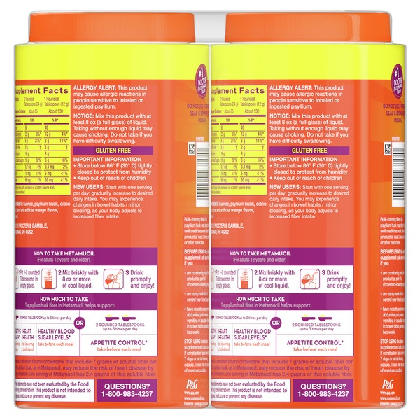 Bột Hỗ Trợ Tiêu Hóa Metamucil Original – 2 Hộp X 1.56kg