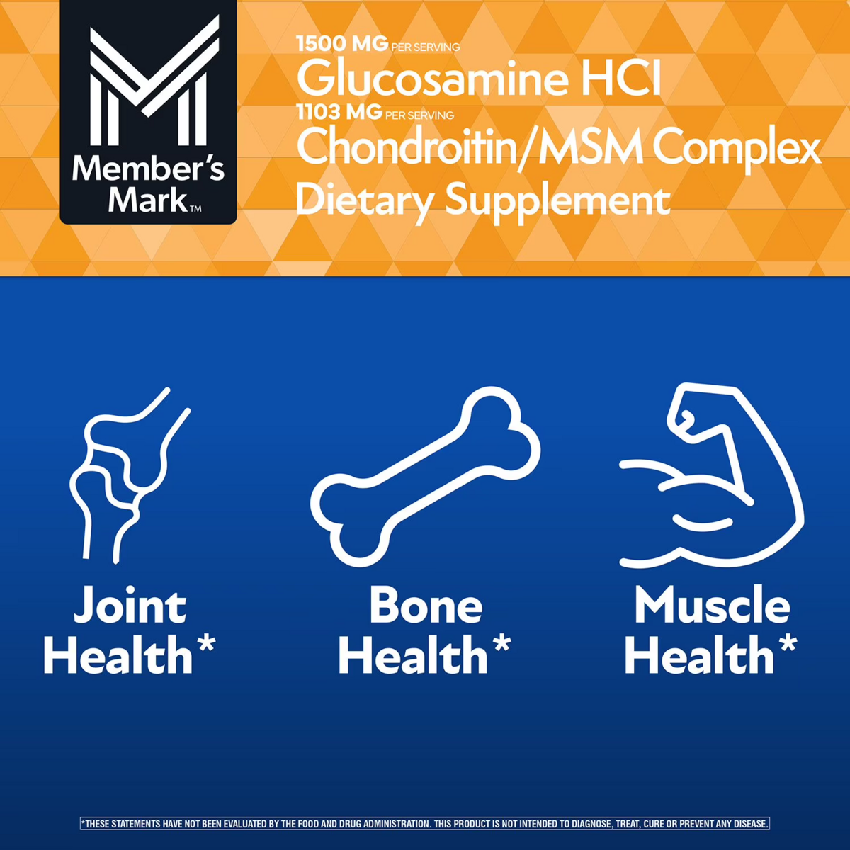 Viên Uống Hỗ Trợ Xương Khớp Member's Mark Triple Strength Glucosamine Chondroitin MSM – Hộp 220 Viên