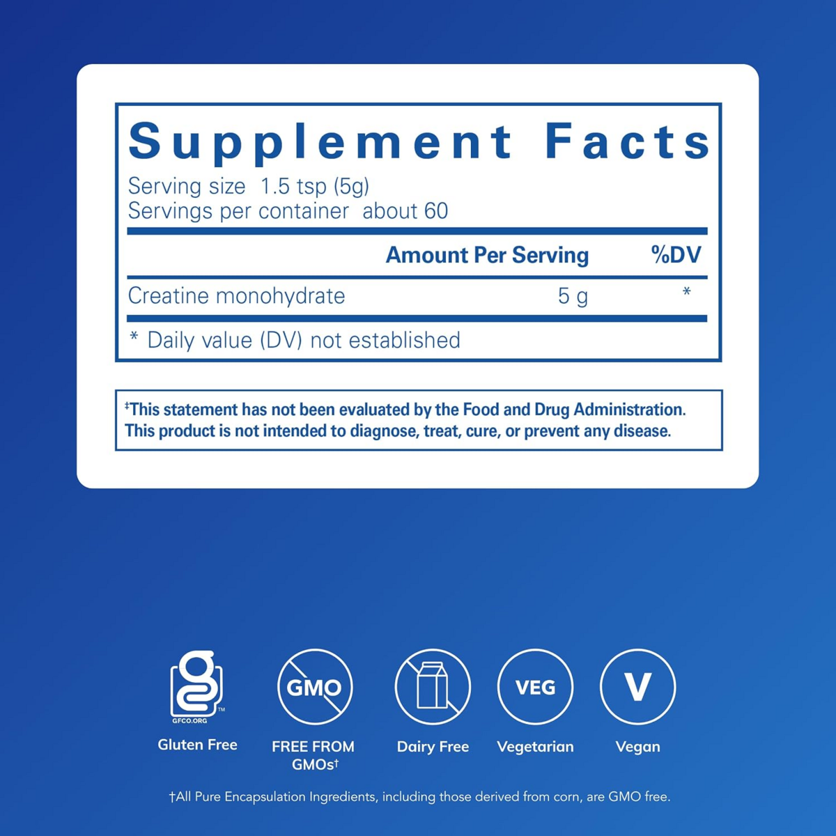 Bột Creatine Hỗ Trợ Sức Mạnh Cơ Bắp Pure Encapsulations Creatine – Hộp 315G
