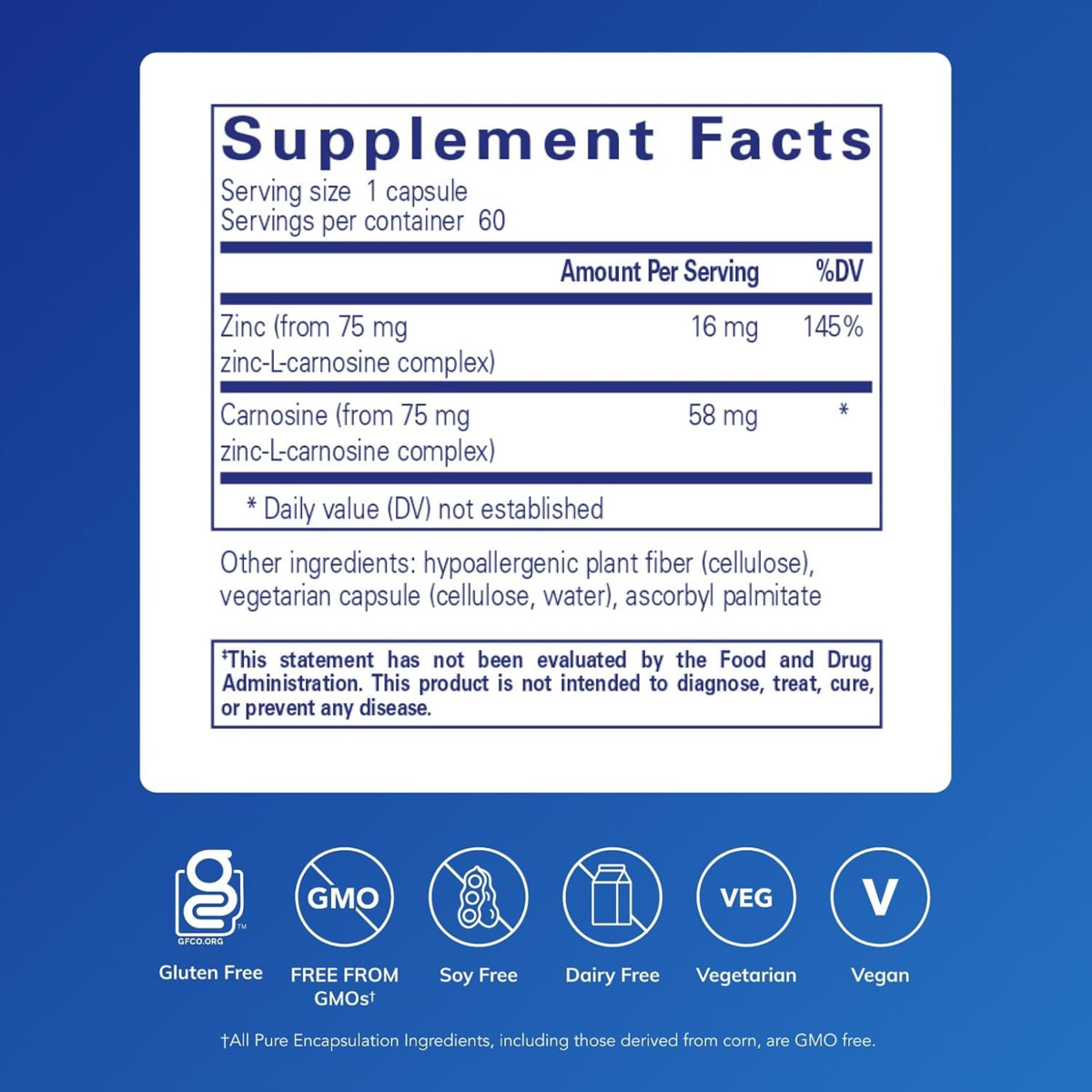 Viên Uống Hỗ Trợ Sức Khỏe Dạ Dày Pure Encapsulations Peptic-Care (Zinc-L-Carnosine) – Hộp 60 Viên