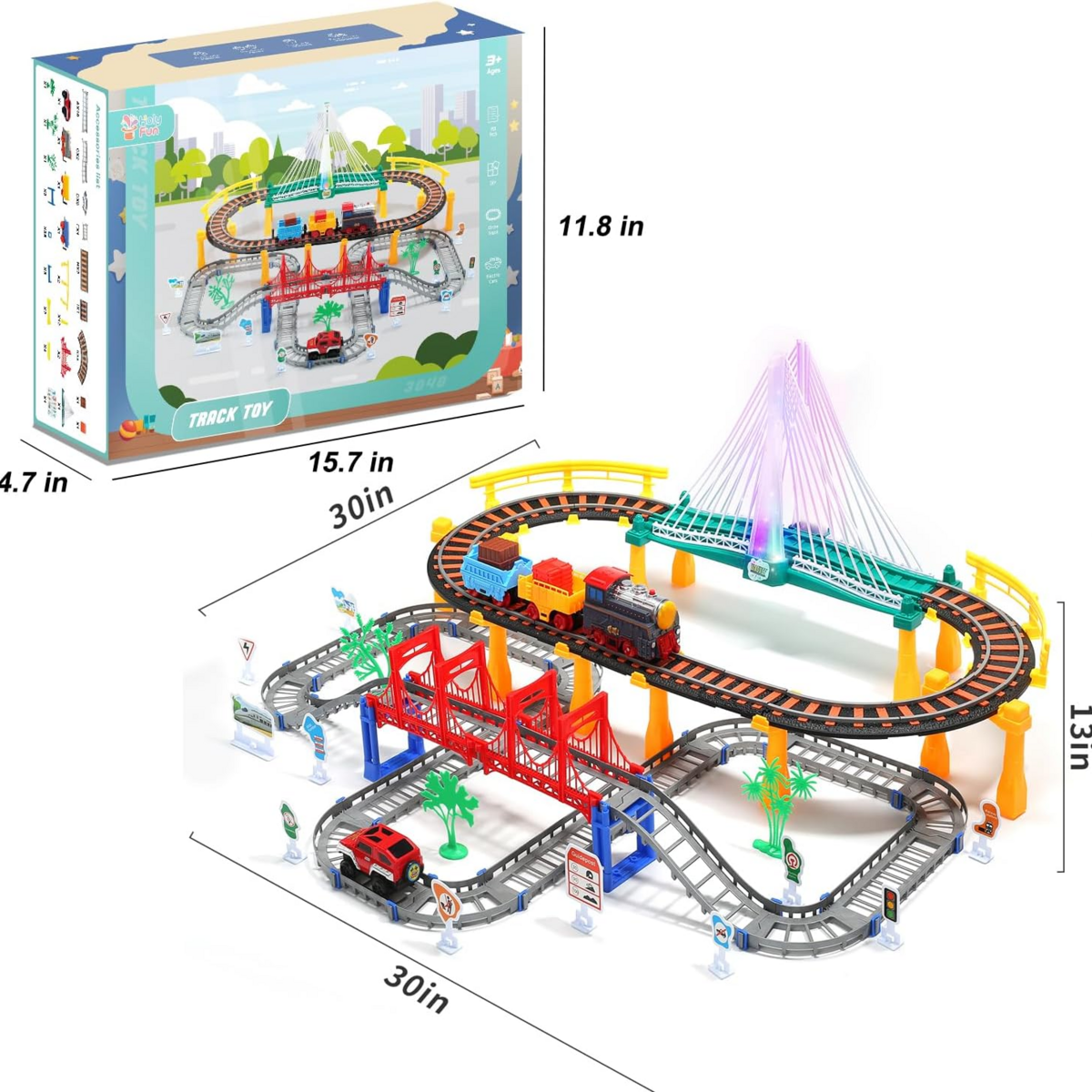 Bộ Đồ Chơi Tàu Hỏa Điện HOLYFUN Railway Train Track Playset – Bộ 113 Chi Tiết