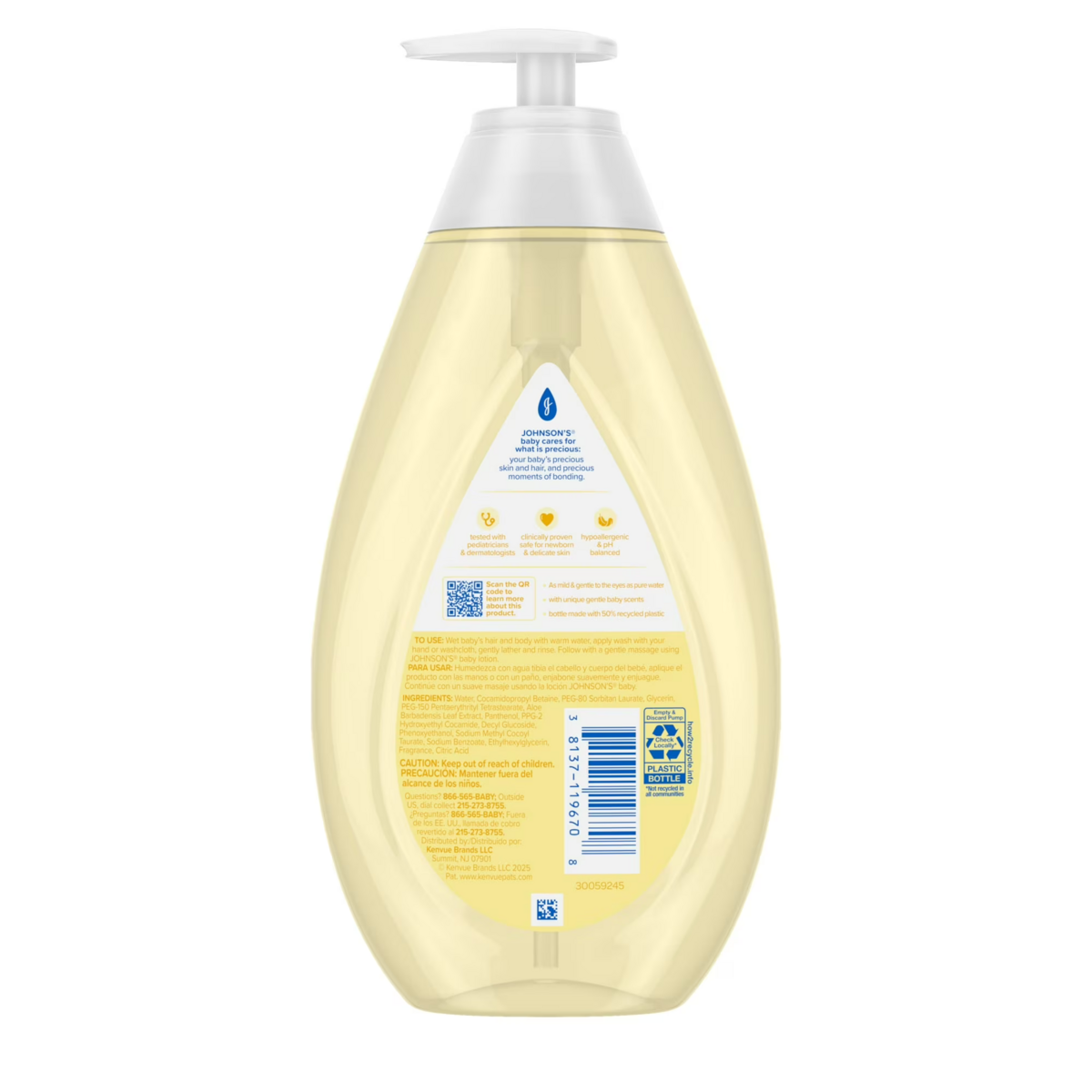 Sữa Tắm Gội Cho Bé Johnson’s Head-To-Toe Tear-Free Baby Wash & Shampoo – Chai 800ml