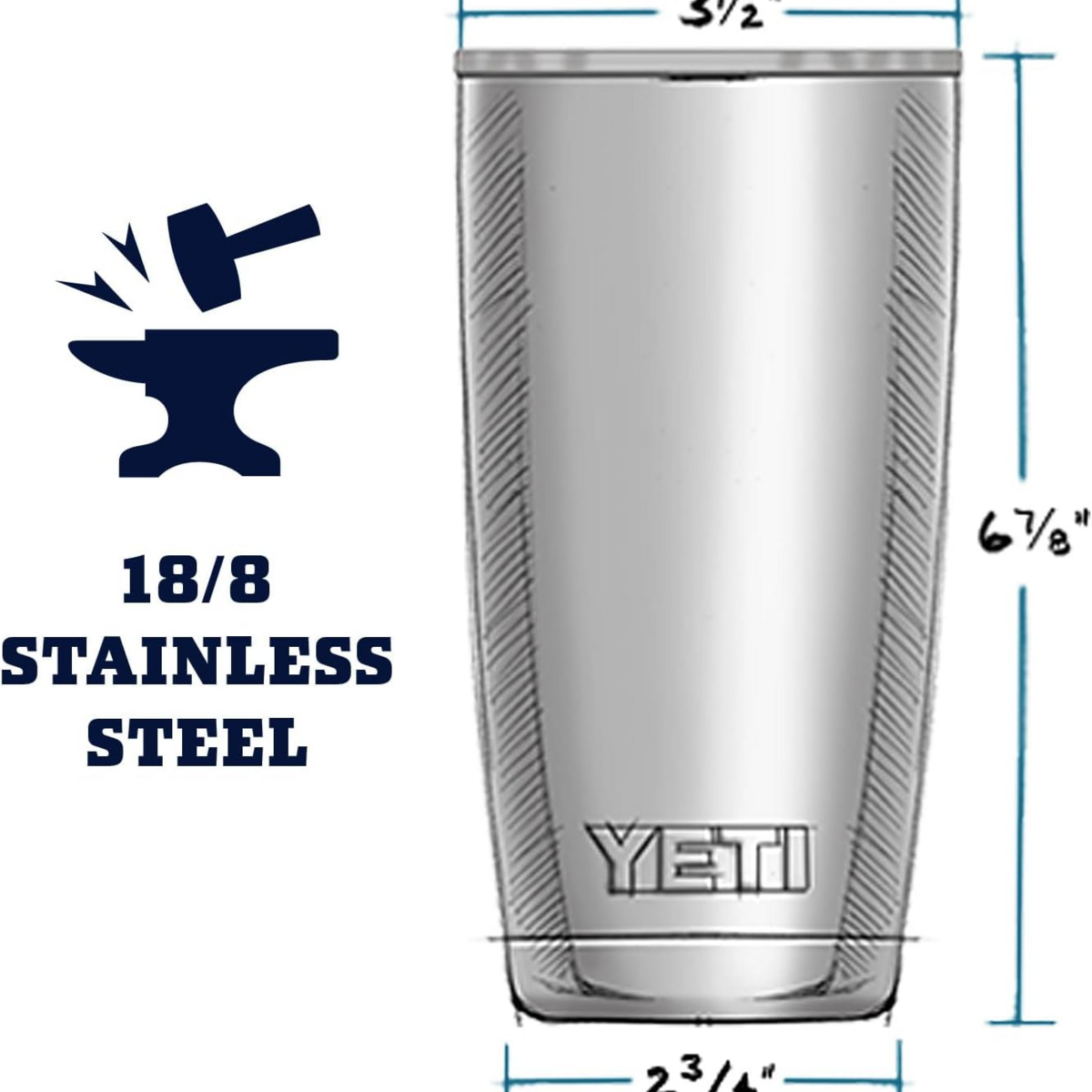 Ly Giữ Nhiệt YETI Rambler 20 oz Kèm Nắp MagSlider – Dung Tích 591ml 