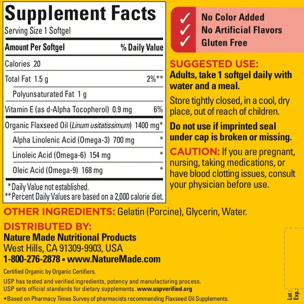  Viên Uống Nature Made Dầu Hạt Lanh 1400 mg - Hộp 300 Viên