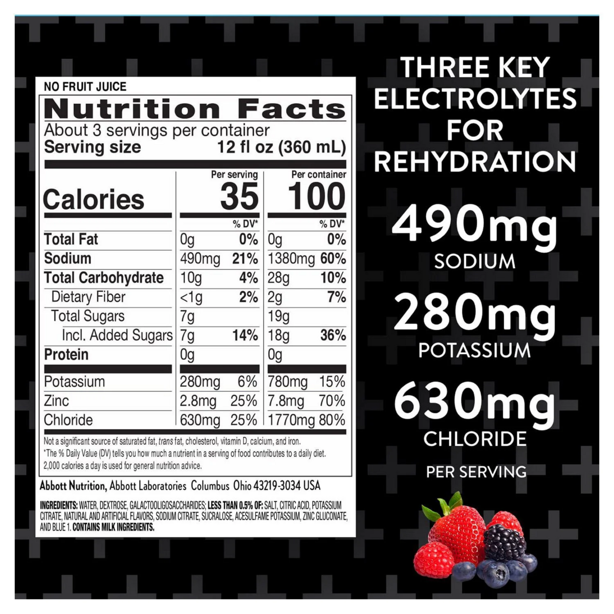 Pedialyte AdvancedCare Plus Electrolyte Solution Berry Frost , 33.8 fl. oz.