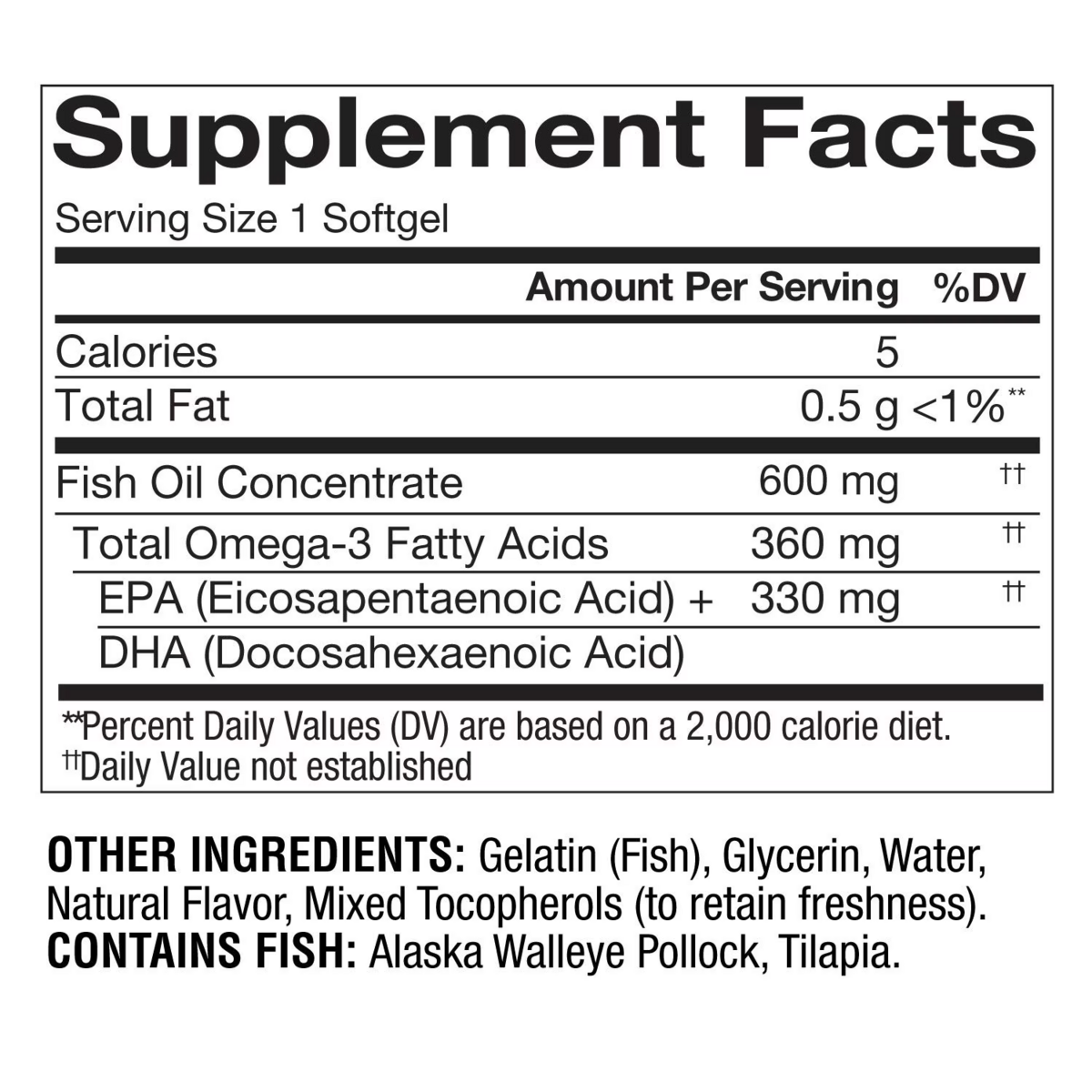 Viên Uống Dầu Cá Omega 3 Member’s Mark 360 mg Omega-3 from Fish Oil MINI Softgels – Hộp 300 Viên