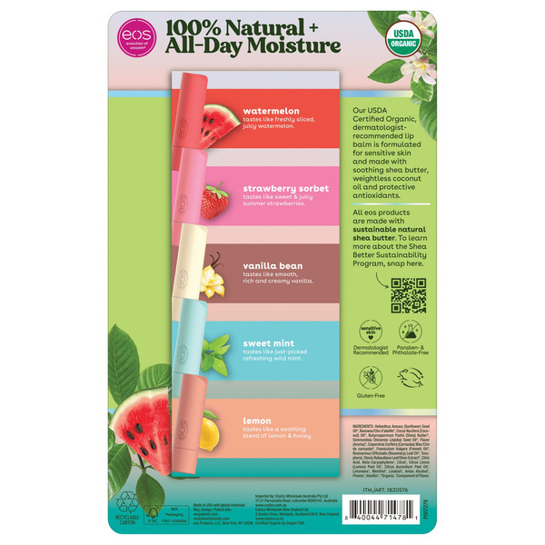 Son Dưỡng Môi Hữu Cơ EOS Natural USDA Organic Lip Balm – Set 9 Thỏi
