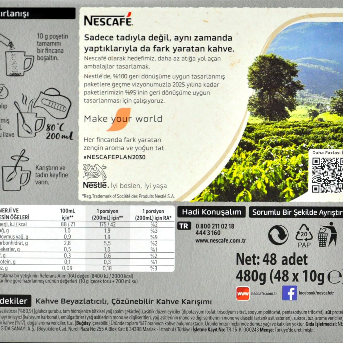 Cà Phê Hòa Tan Nescafé 2 in 1 Không Đường – Hộp 48 Gói