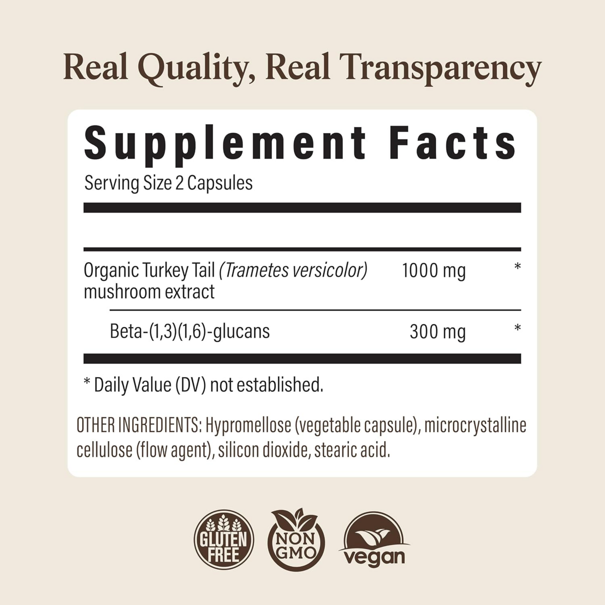 Viên Uống Chiết Xuất Nấm Vân Chi Hữu Cơ Real Mushrooms Organic Turkey Tail Capsules – Hộp 200 viên