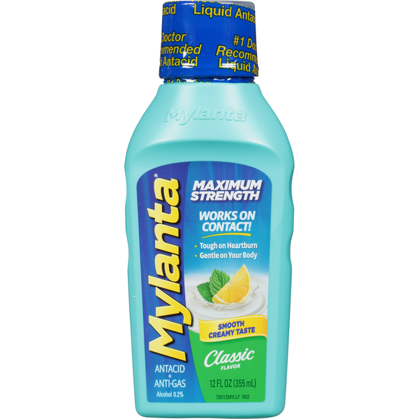 Dung Dịch Hỗ Trợ Giảm Ợ Nóng Đầy Hơi Dạ Dày Mylanta Maximum Strength Liquid Antacid Anti-Gas Classic – Chai 12 Oz