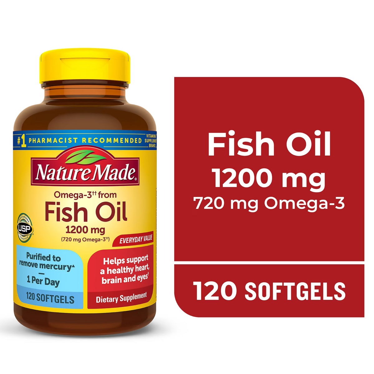 Viên Uống Dầu Cá Omega-3 Nature Made Fish Oil 1200mg One Per Day – Hộp 120 Viên
