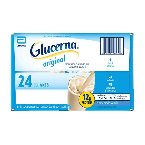 Sữa Nước Glucerna Diabetes Nutritional Shake Homemade Vanilla Cho Người Tiểu Đường Vị Vani  – Thùng 24 Chai x 8 Oz