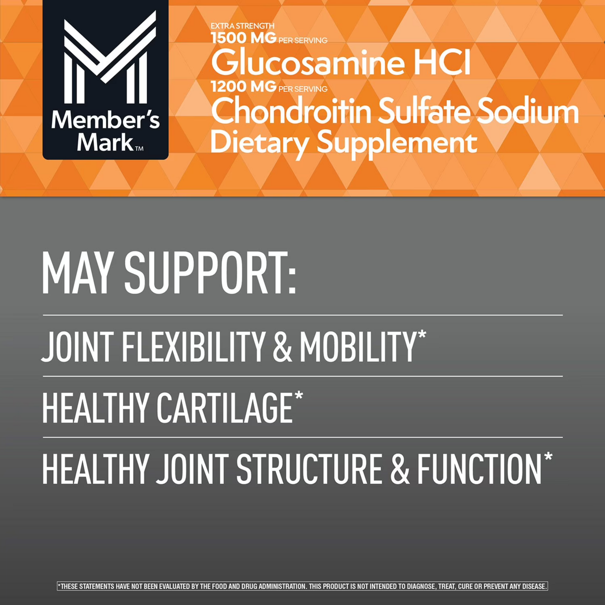 Viên Uống Hỗ Trợ Xương Khớp Member's Mark Triple Strength Glucosamine 1500mg & Chondroitin 1200mg – Hộp 340 Viên