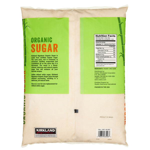 Đường Mía Hữu Cơ Kirkland Signature Organic Cane Sugar – Túi 10 Lb