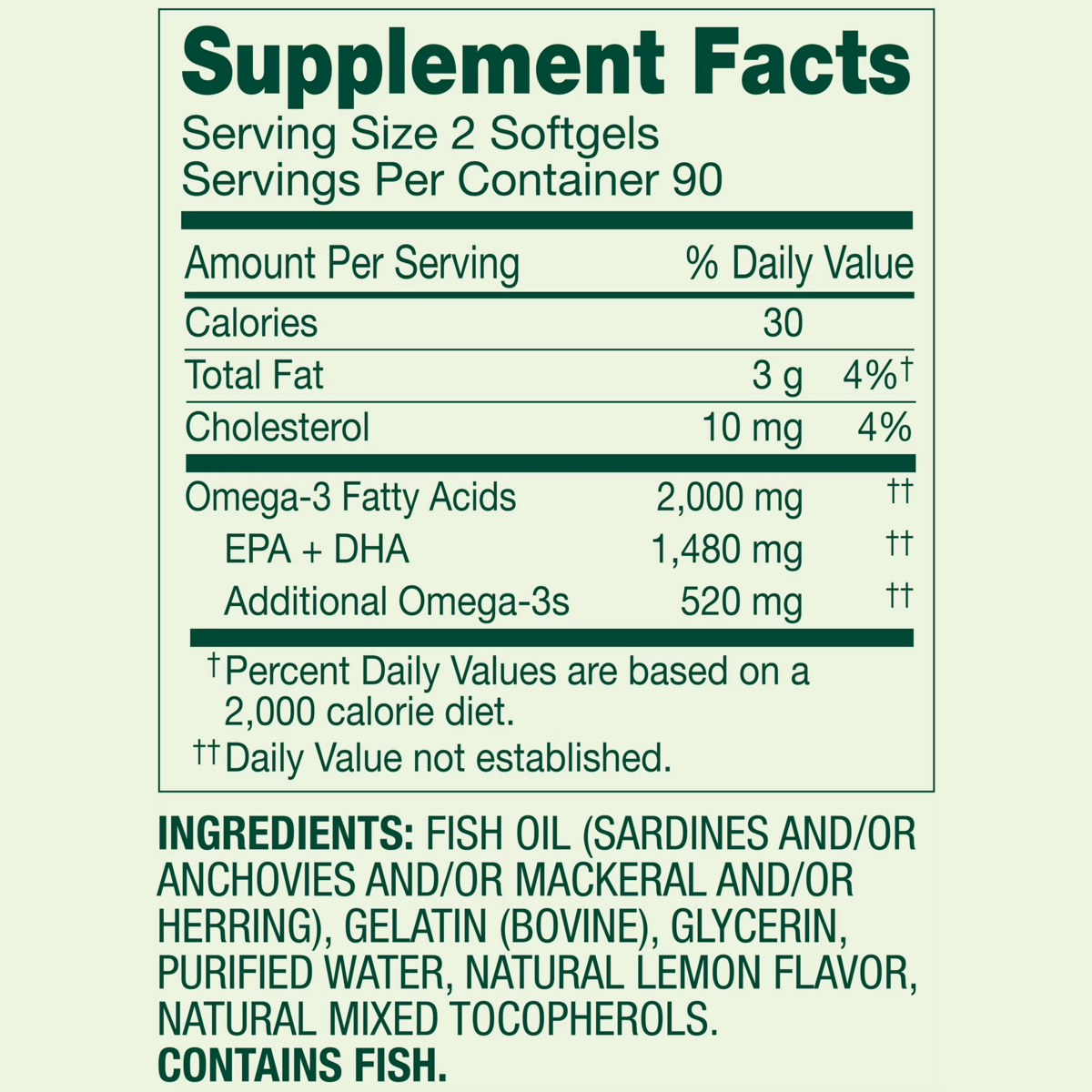 Viên Uống Dầu Cá Omega-3 Spring Valley, 2000 mg – Hộp 180 Viên